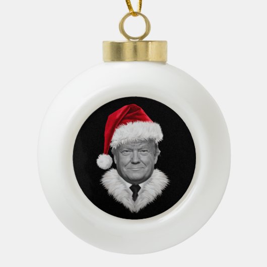 Donald Trump Kerst Grappig Santa Hat Gift Keramische Bal Ornament (Voorkant)