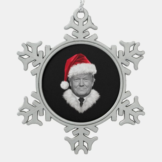 Donald Trump Kerst Grappig Santa Hat Gift Tin Sneeuwvlok Ornament (Voorkant)