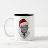 Donald Trump Kerst Grappig Santa Hat Gift Tweekleurige Koffiemok (Links)