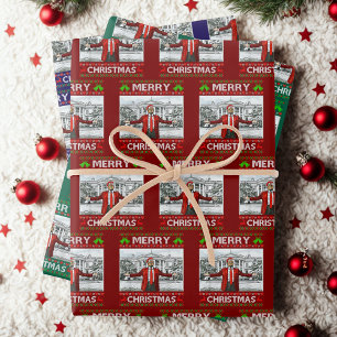 Donald Trump Kerst Grappige Kerstman Hoed Rood Inpakpapier Vel