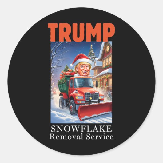 Donald Trump Kerst Grappige Sneeuwvlok Verwijderin Ronde Sticker (Voorkant)