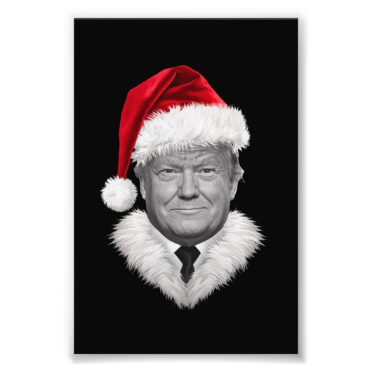 Donald Trump Kerst Moppertje Kerstman Hoed Cadeau  Foto Afdruk (Voorkant)
