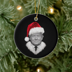 Donald Trump Kerst Moppertje Kerstman Hoed Cadeau  Keramisch Ornament