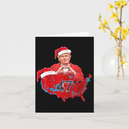 Donald Trump Kerst Rode VS Dekking Trump Kerstmis Kaart (Gele Bloem)
