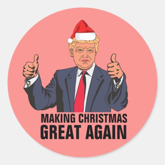 DONALD TRUMP KERST STICKERS, GROOT WEER RONDE STICKER (Voorkant)