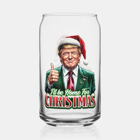 Donald Trump Kerstman Hoed Duimen Up Blikvorm Glas (Voorkant)