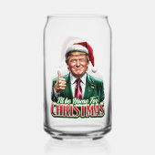Donald Trump Kerstman Hoed Duimen Up Blikvorm Glas (Achterkant)