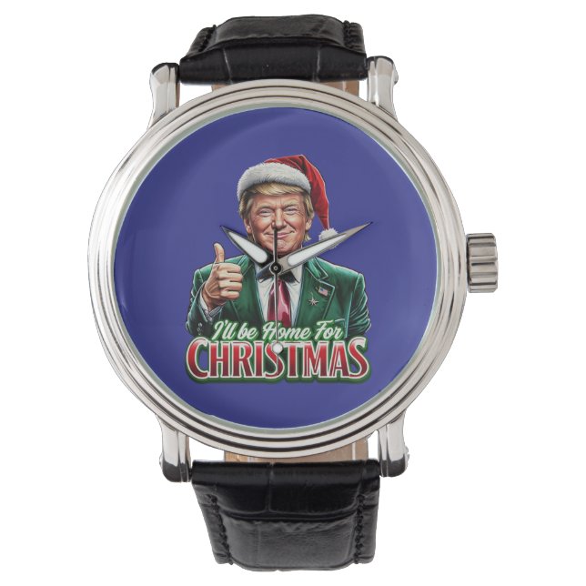 Donald Trump Kerstman Hoed Duimen Up Horloge (Voorkant)