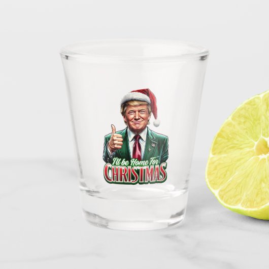 Donald Trump Kerstman Hoed Duimen Up Shot Glas (Voorkant)