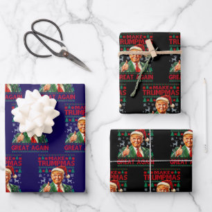 Donald Trump kerstman hoed Maak Kerstmis Groot Aga Inpakpapier Vel