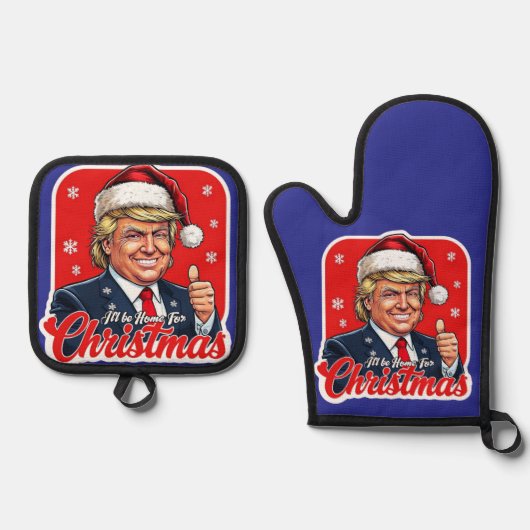 Donald Trump Kerstman Kunst Ovenwant & Pannenlap Set (Voorkant)