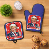 Donald Trump Kerstman Kunst Ovenwant & Pannenlap Set (Top down)