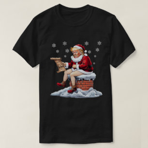 Donald Trump Kerstman poept de schoorsteen Biden n T-shirt
