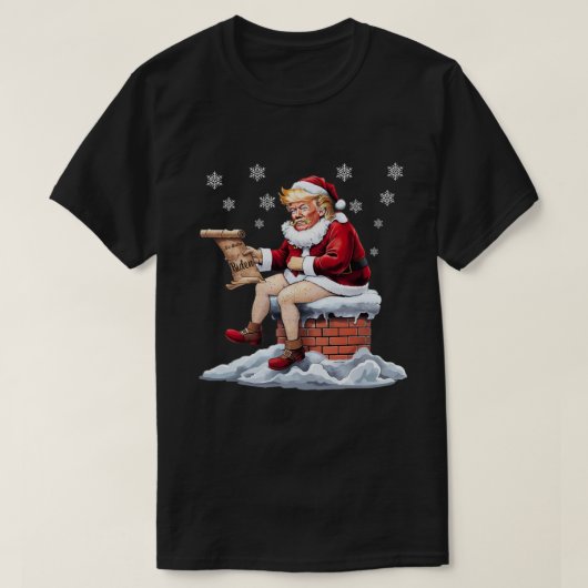 Donald Trump Kerstman poept de schoorsteen Biden n T-shirt (Design voorkant)
