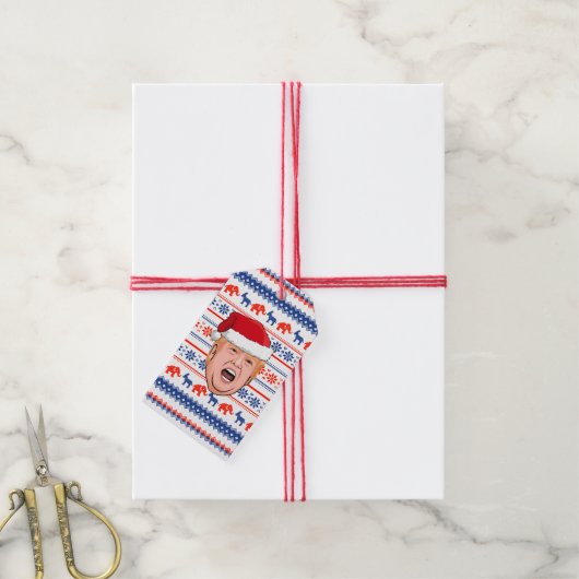 DONALD TRUMP Kerstmis Cadeaulabel (Met Touw)