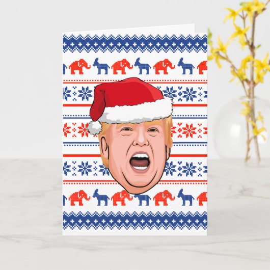 DONALD TRUMP Kerstmis Kaart (Gele Bloem)