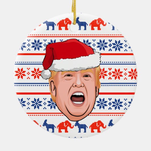 DONALD TRUMP Kerstmis Keramisch Ornament (Achterkant)