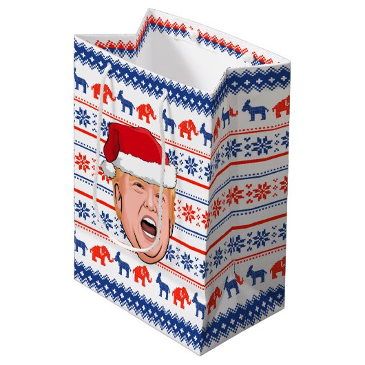 DONALD TRUMP Kerstmis Medium Cadeauzakje (Voorkant Gekanteld)