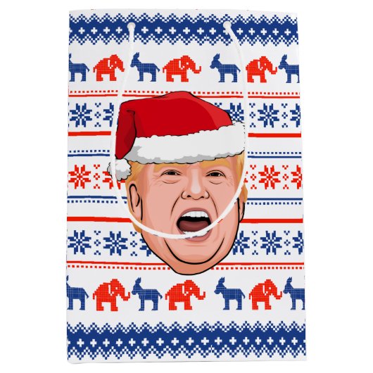 DONALD TRUMP Kerstmis Medium Cadeauzakje (Voorkant)