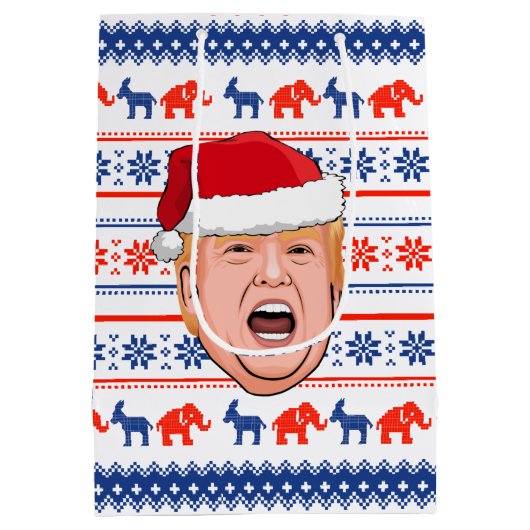 DONALD TRUMP Kerstmis Medium Cadeauzakje (Achterkant)