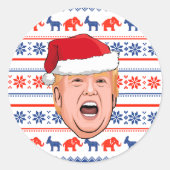DONALD TRUMP Kerstmis Ronde Sticker (Voorkant)