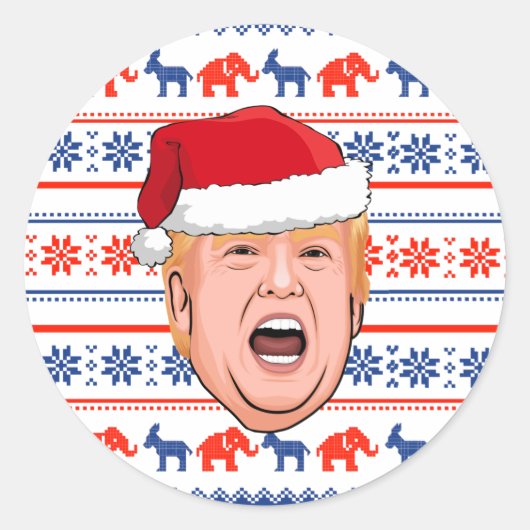 DONALD TRUMP Kerstmis Ronde Sticker (Voorkant)