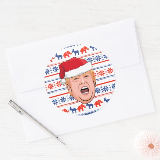DONALD TRUMP Kerstmis Ronde Sticker (Envelop)