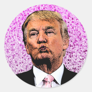 DONALD TRUMP KERSTMIS VERZEGELD MET EEN KUS STICKE RONDE STICKER