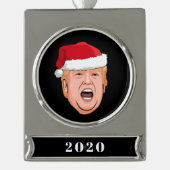 DONALD TRUMP Kerstmis Verzilverd Banner Ornament (Voorkant)