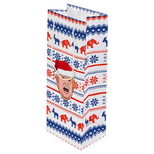 DONALD TRUMP Kerstmis Wijn Cadeautas (Voorkant Gekanteld)