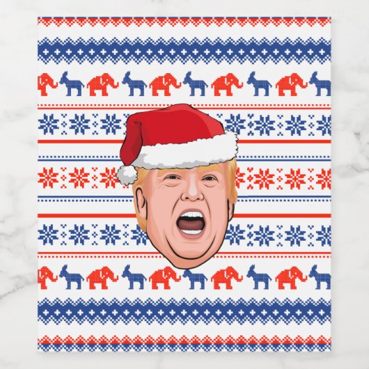 DONALD TRUMP Kerstmis Wijn Etiket (Enkel label)