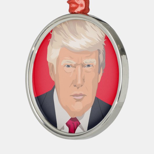 DONALD TRUMP KERSTVERSIERING METALEN ORNAMENT (Links)