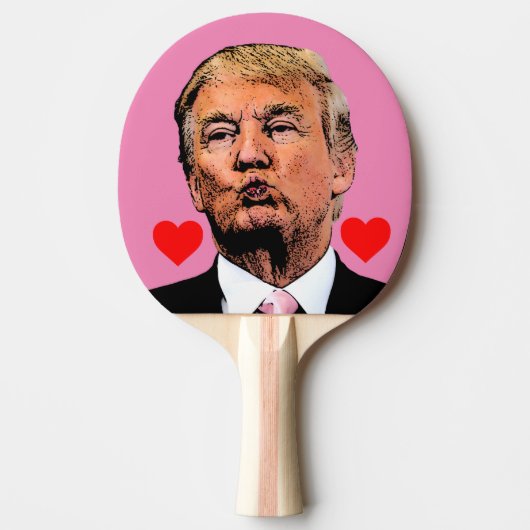 DONALD TRUMP KISS VALENTIJNSDAG PINGELPONG PADDLE TAFELTENNISBATJE (Voorkant)