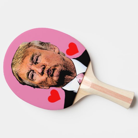 DONALD TRUMP KISS VALENTIJNSDAG PINGELPONG PADDLE TAFELTENNISBATJE (Zijkant)