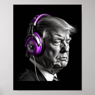 Donald Trump Koptelefoon Grappig President Dj Kuns Poster