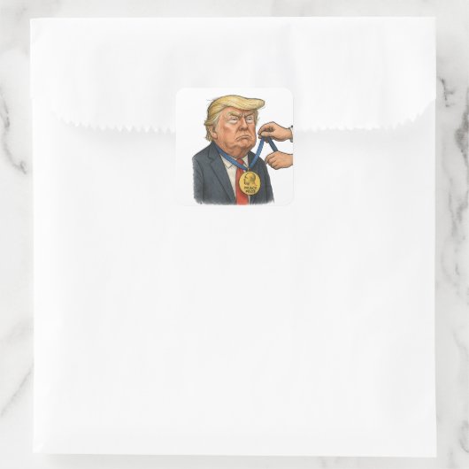 Donald Trump krijgt Nobelprijs voor de Vrede Vierkante Sticker (Tas)