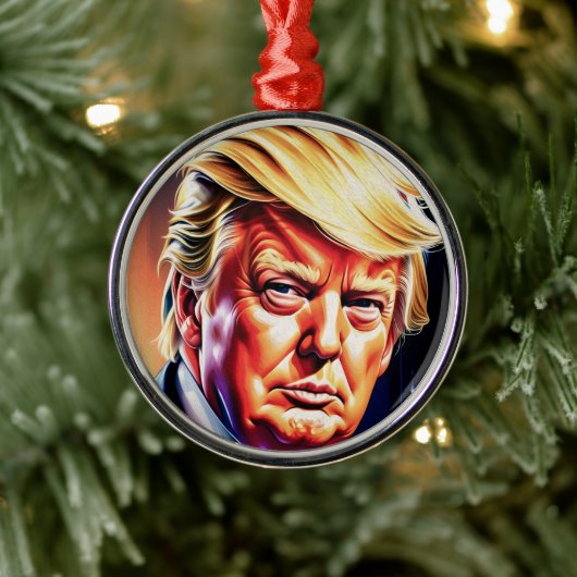 DONALD TRUMP KUNST KERSTVERSIERING METALEN ORNAMENT (Boom)