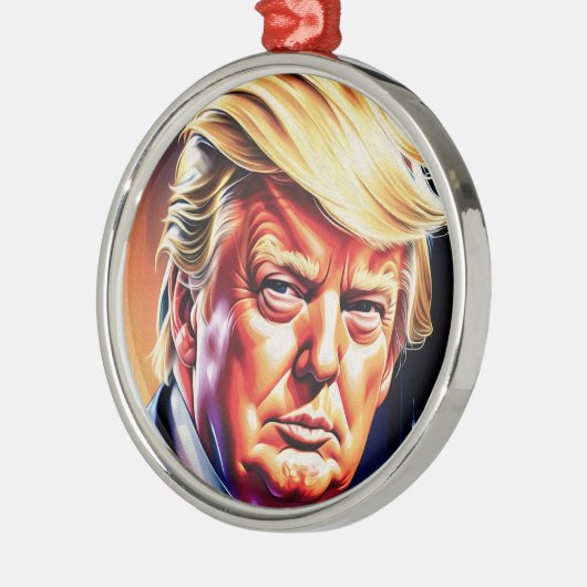 DONALD TRUMP KUNST KERSTVERSIERING METALEN ORNAMENT (Links)