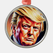 DONALD TRUMP KUNST KERSTVERSIERING METALEN ORNAMENT (Voorkant)
