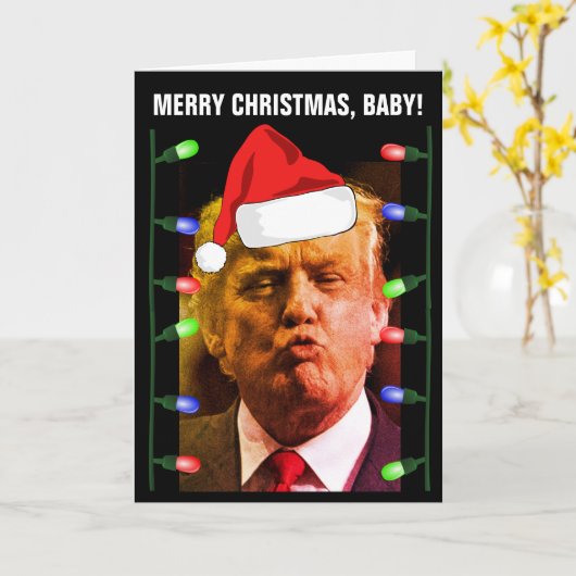 DONALD TRUMP KUST KERSTKAARTEN KAART (Gele Bloem)