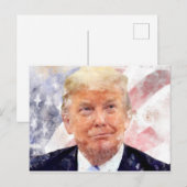 Donald Trump lachend met Amerikaanse vlag Briefkaart (Voorkant / Achterkant)