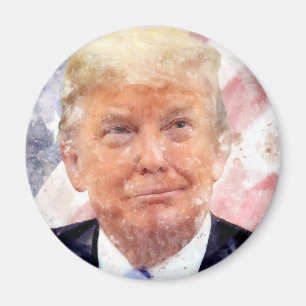 Donald Trump lachend met Amerikaanse vlag Magneet