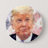 Donald Trump lachend met Amerikaanse vlag Ronde Button 7,6 Cm (Voorkant)