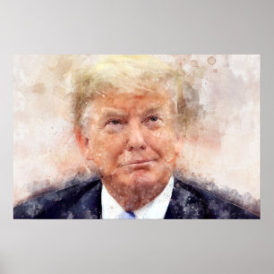 Donald Trump lachend portret aquarel Poster