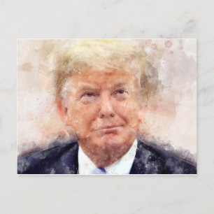 Donald Trump lachende portret waterverf Briefkaart