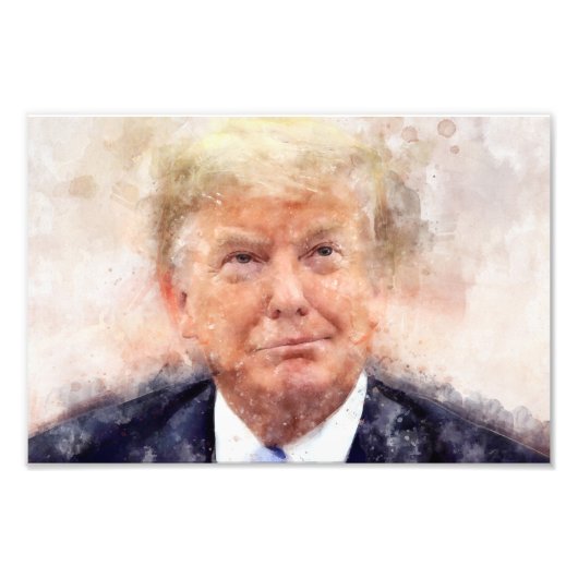 Donald Trump lachende portret waterverf Foto Afdruk (Voorkant)