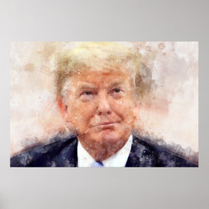 Donald Trump lachende portret waterverf Poster