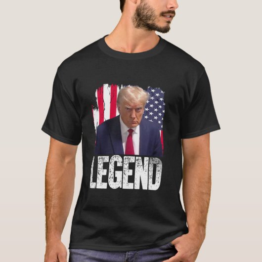 Donald Trump Legend America Flag T Shirt (Voorkant)