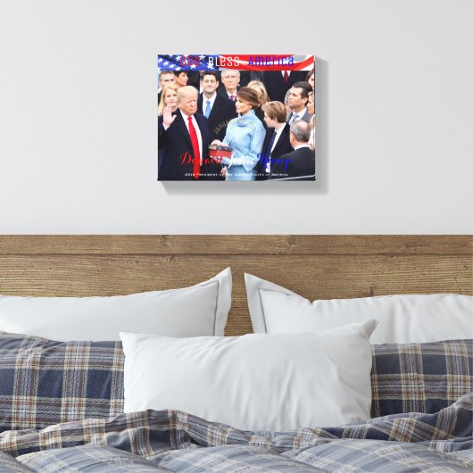 Donald Trump legt eed af van Kantoor POTUS Canvas Afdruk (Insitu (Slaapkamer))