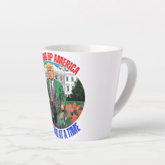 DONALD TRUMP MAAKT AMERIKA ÉÉN TAS PER KEER SCHOON LATTE MOK (Rechterhoek)